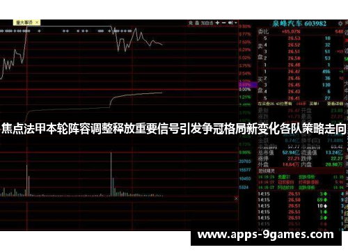 焦点法甲本轮阵容调整释放重要信号引发争冠格局新变化各队策略走向